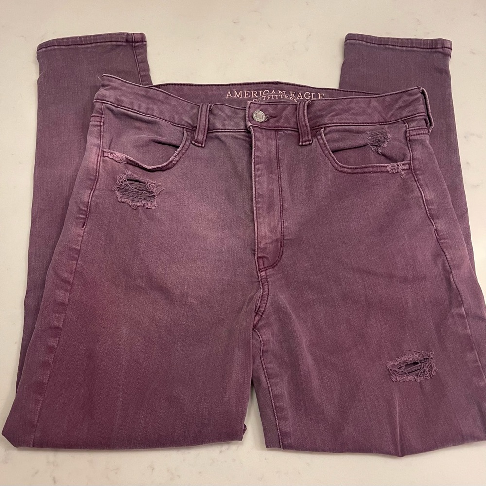 American Eagle Next Level Stretch Jeggins 12 short distressed super high rise
